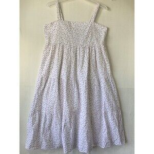 Vineyard Vines Sailboat Print Midi Dress Large Cotton Smocked Tiered Nautical